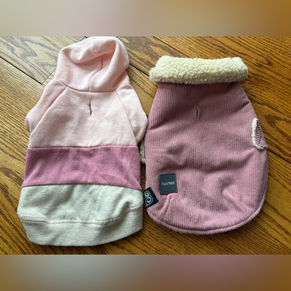 Dog pet hoodie shirt Pup crew xs Fuzzyard 1 jacket dusty pink mauve ivory Sherpa